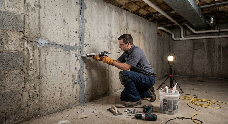 Basement Crack Repair in Marshfield, MA