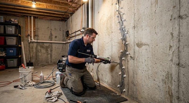Basement Crack Repair in Marshfield, MA