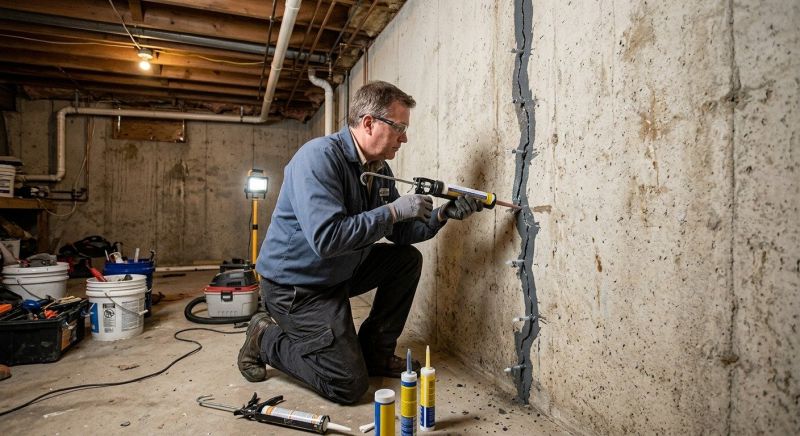 Basement Crack Repair in Marshfield, MA