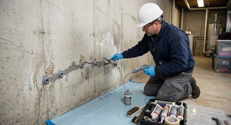 Basement Crack Repair in Marshfield, MA