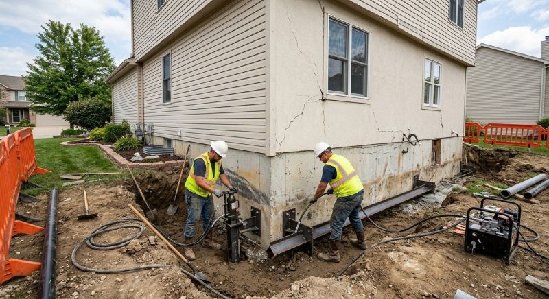Sinking Foundation Repair in Hingham, MA