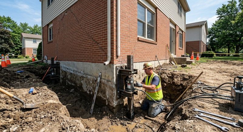 Sinking Foundation Repair in Hingham, MA