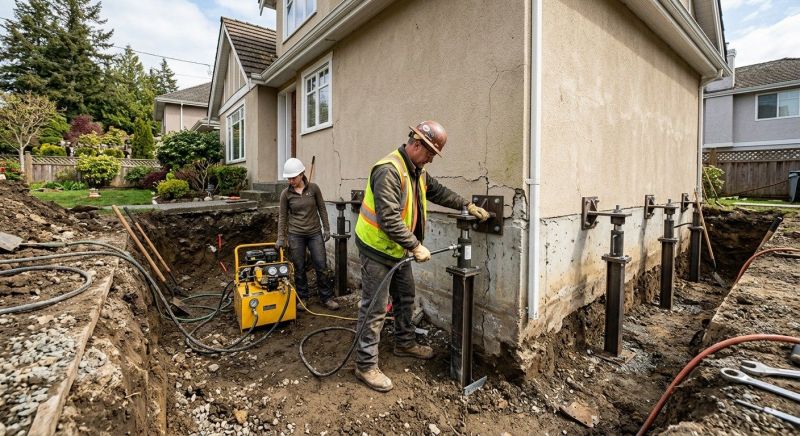 Sinking Foundation Repair in Milton, MA